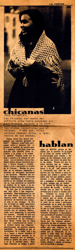 Boletín con una foto de una mujer. / Newsletter with a photo of a woman.