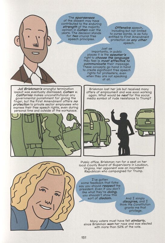 Excerpt from Free Speech Handbook (First Second, 2021) by Ian Rosenberg (writer) and Mike Cavallaro (artist).
