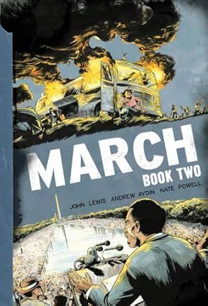 Cover March Book Two (Top Shelf Productions, 2015) by John Lewis & Andrew Aydin (writers) and Nate Powell (artist).