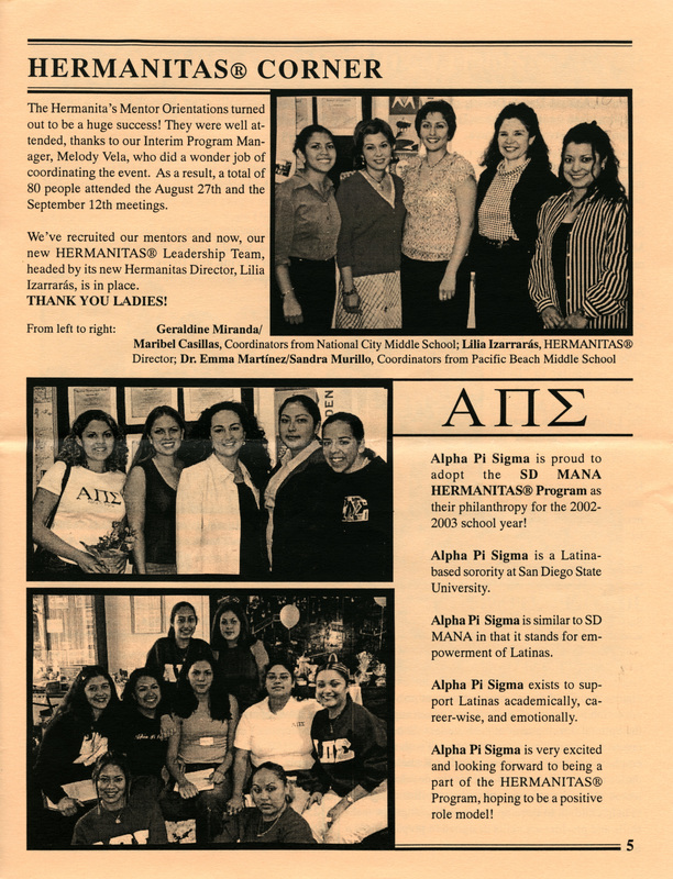 Boletín con fotos de activistas chicanas. / Newsletter with photos of Chicana activists.