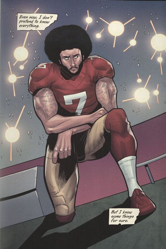 Excerpt from Colin Kaepernick: Change the Game (Graphix, 2023) by Colin Kaepernick & Eve L. Ewing (writers) and Orlando Caicedo (artist).