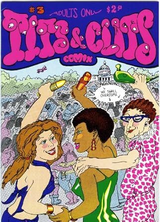 Comic Book cover shows three women at a protest in Washington DC holding sex toys above their heads.