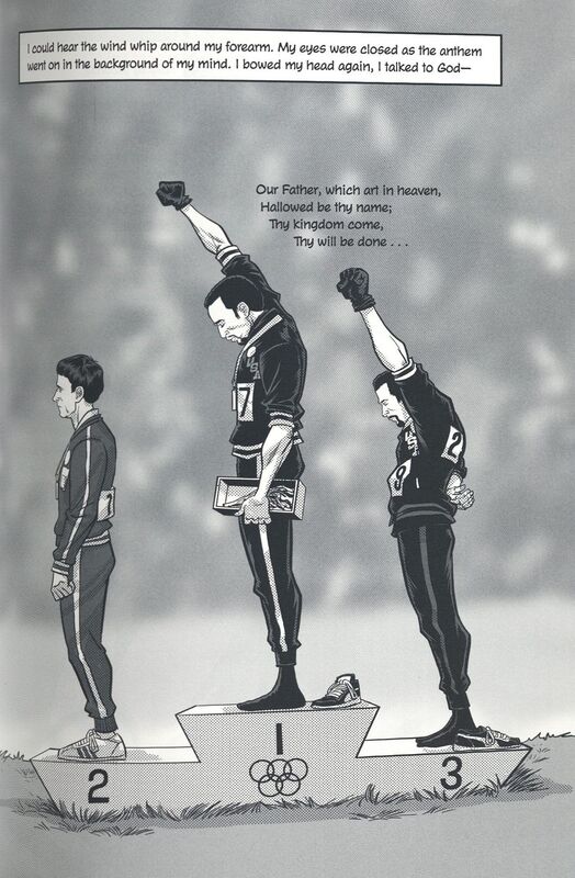 Excerpt from Victory. Stand! : Raising My Fist for Justice (Norton Young Readers, 2022) by Tommie Smith & Derrick Barnes & Dawud Anyabwile (writers).