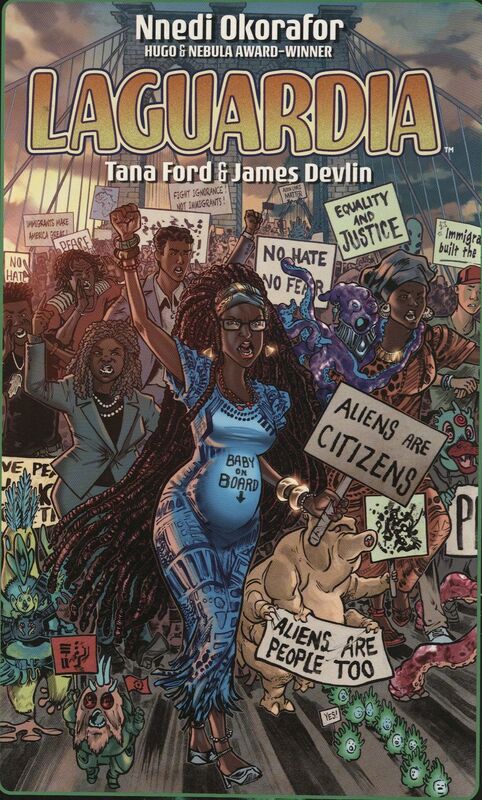 Depicts a fictional example grounded in contemporary issues, such as immigration rallies