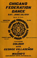 Afiche con el símbolo de la Federación Chicana. / Poster with Chicano Federation symbol.