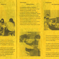 Folleto con fotos de jóvenes usando actividades en Estación Barrio. / Brochure with photos of youth using activities at Barrio Station.