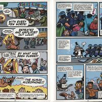 Excerpt from Action Activists #2: Activism in New York! (NYC Department of Education, 2021) by Fred Van Lente (writer) and Ryan Dunlavey (artist).