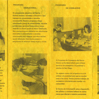 Folleto con fotos de jóvenes usando actividades en Estación Barrio. / Brochure with photos of youth using activities at Barrio Station.