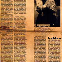 Boletín con foto de una Chicana sonriendo. / Newsletter with photo of a Chicana smiling.