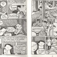 Excerpt from Picket Line: A Graphic Novel (Easel Ain't Easy, 2011) by Breena Wiederhoeft (creator).