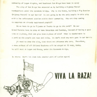 Volante con dibujo de un policía militarizado protegiendo a un estadounidense blanco hombre. / Flyer with drawing of a militarized police officer protecting a white American man.