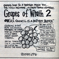 Caricatura con dibujo de uvas. / Cartoon with a drawing of grapes.